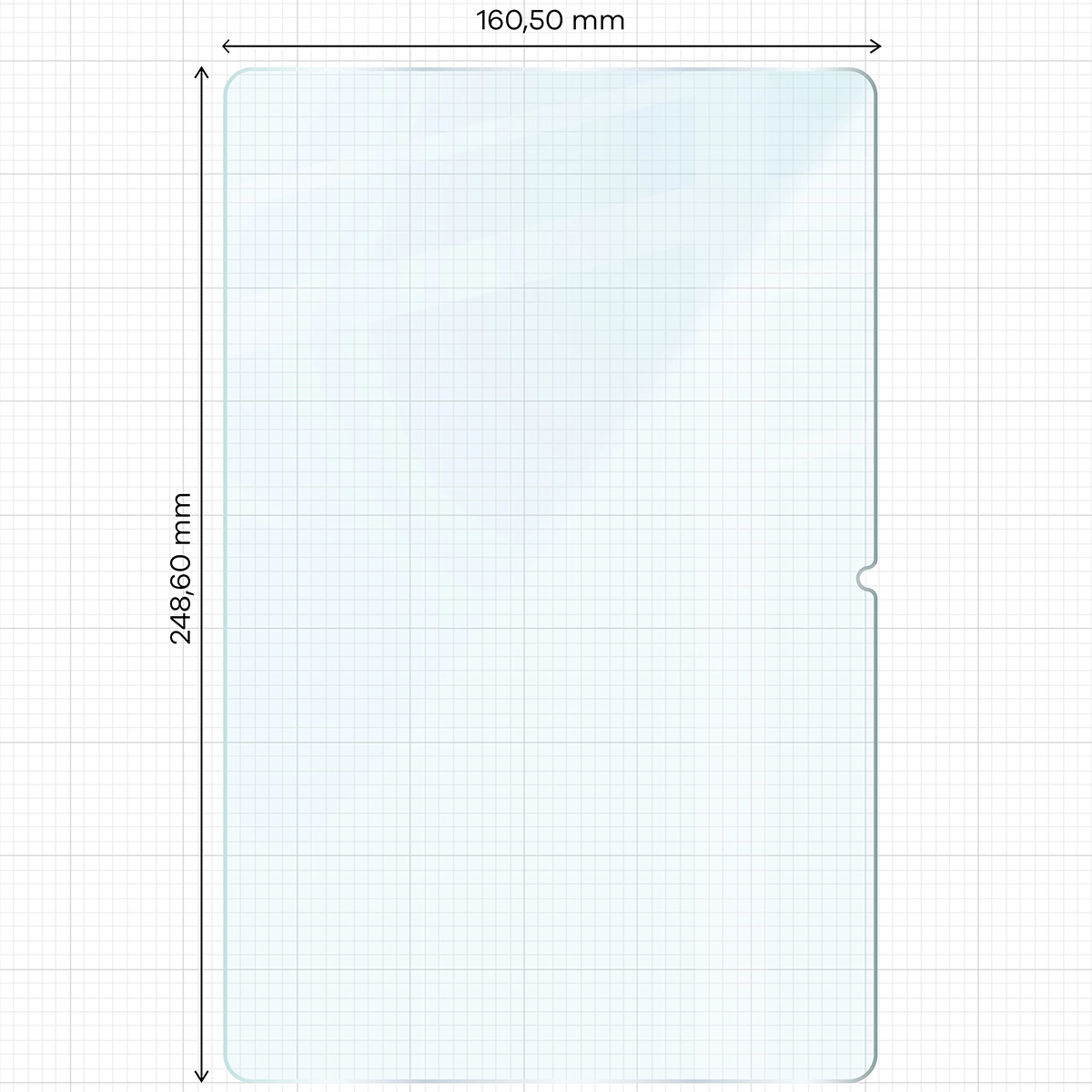 Zdjęcie ukazujące wymiary szkła Bizon Glass Tab Clear Duo